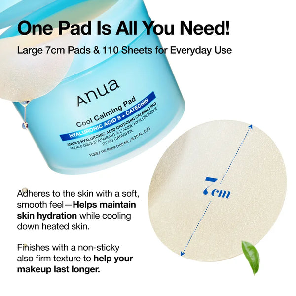 ANUA 8 Hyaluronic Acid Catechin Calming Pad 110 pads/185 mL