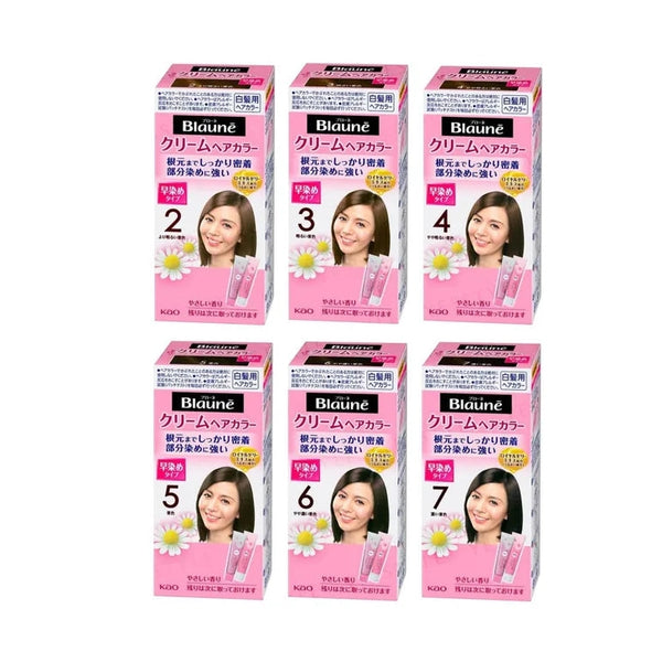 KAO Blaune Cream Hair Color for Gray Coverage 40g + 40g