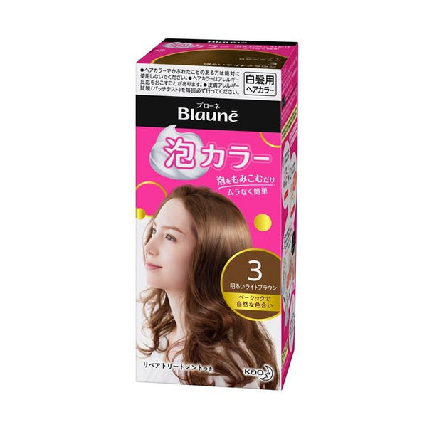 Kao Blaune Bubble Hair Dye for Gray Hair 3 Bright Light Brown