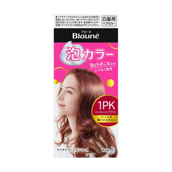 Kao Blaune Bubble Hair Dye for Gray Hair 1PK Pinkish Brown