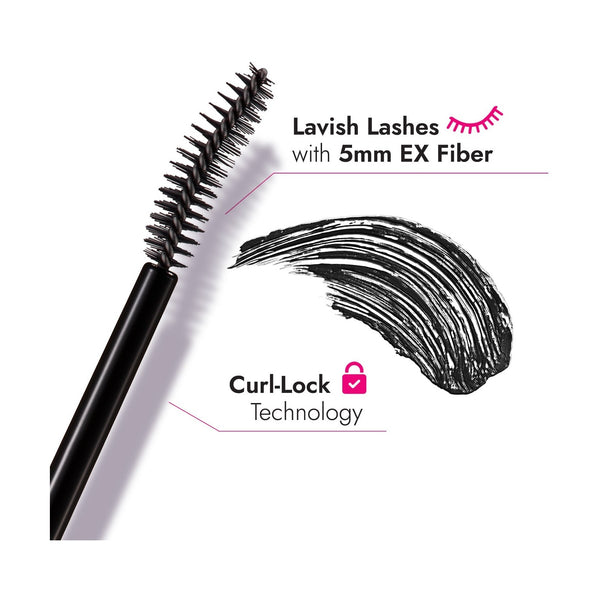 Lavish lashes with 5mm ex fibers, curl-lock technology