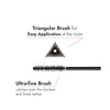 triangular brush for easy application at the roots, ultra-fine brush