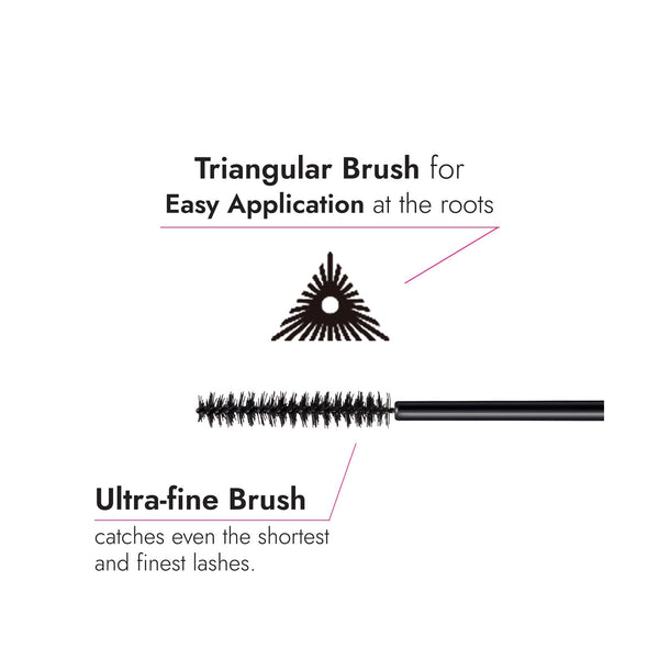triangular brush for easy application at the roots, ultra-fine brush