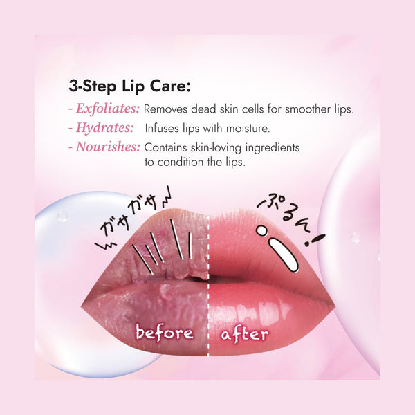 3 step lip care: exfoliate, hydrate, & nourish