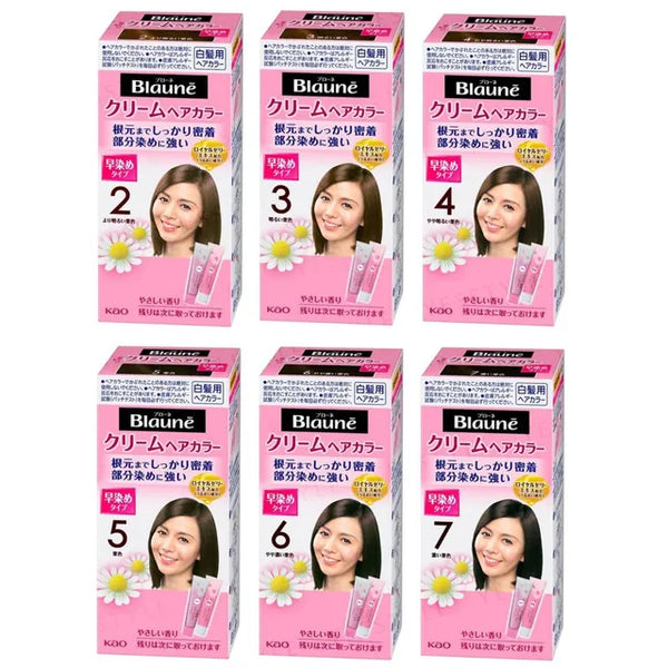 KAO Blaune Cream Hair Color for Gray Coverage 40g + 40g